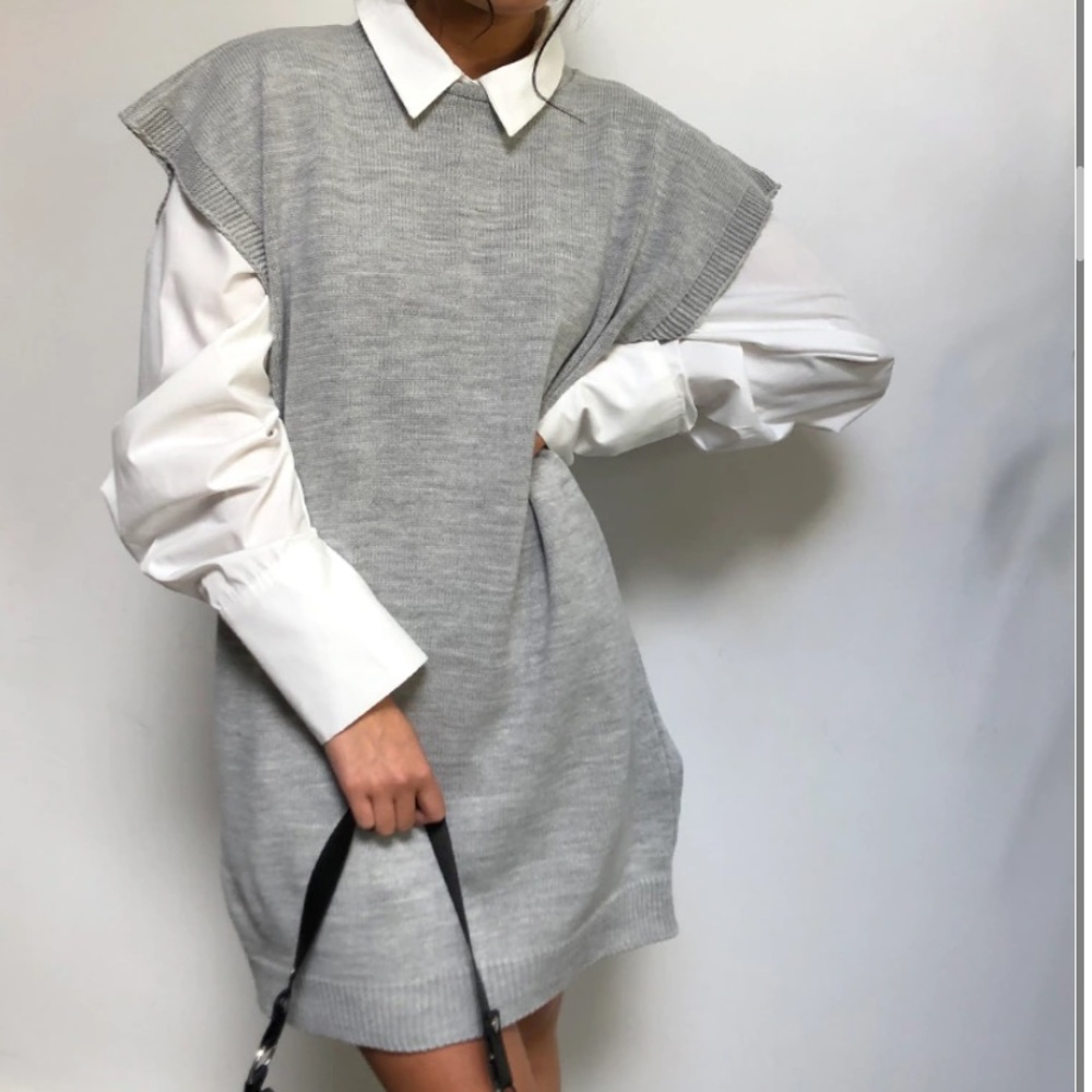 Grey dress.